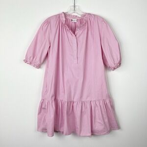 CARYN LAWN Preppy Pink Margot Striped Ruffle Mini Dress One Size (Fits SM & MED)